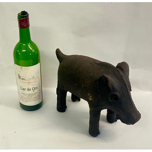 223 - Vintage Terracotta Pig Sculpture 29cm x 22cm