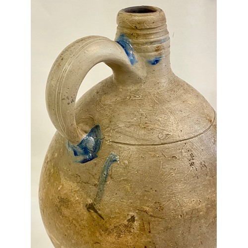 233 - Vintage Blue Painted Stoneware Jug 37cm Height