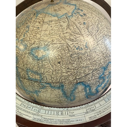 235 - Vintage Floor Standing Wood and Brass Terrestrial World Globe with Compass Insert to Base 51cm Heigh... 