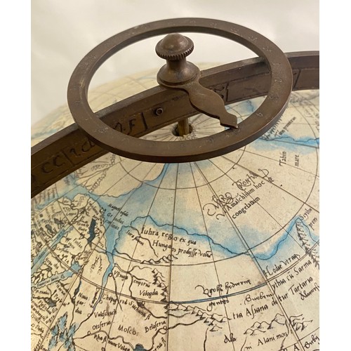 235 - Vintage Floor Standing Wood and Brass Terrestrial World Globe with Compass Insert to Base 51cm Heigh... 