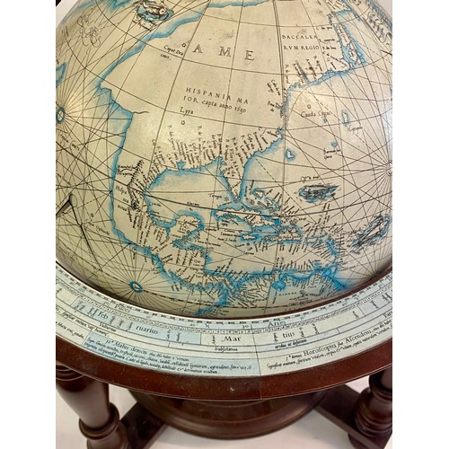 235 - Vintage Floor Standing Wood and Brass Terrestrial World Globe with Compass Insert to Base 51cm Heigh... 