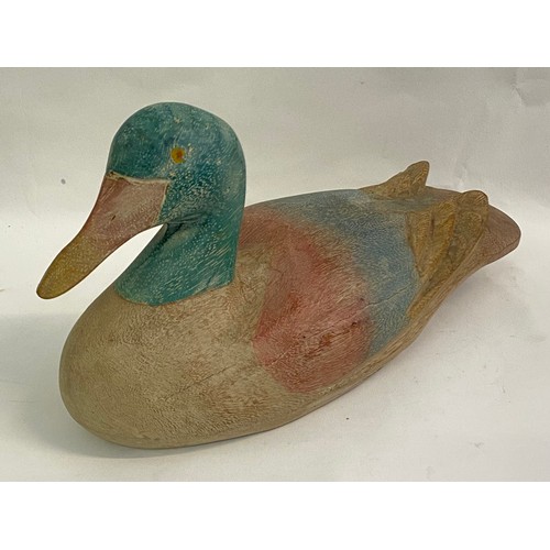 239 - Painted Carved Wood Decoy Duck Figure 30cm x 18cm x 13cm