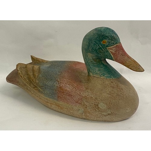 239 - Painted Carved Wood Decoy Duck Figure 30cm x 18cm x 13cm