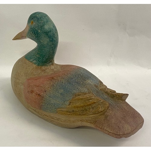 239 - Painted Carved Wood Decoy Duck Figure 30cm x 18cm x 13cm