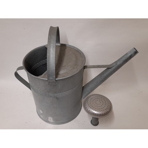 142 - Galvanised Watering Can with removable Rose and fixed handles, 40cm high