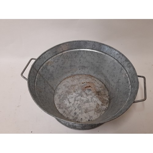 145 - 2 x Galvanised 2 handled Bowls, largest 40cm diameter