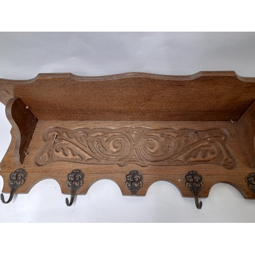 217 - Continental coat hanger and shelf, 81cm x 21cm x 30cm