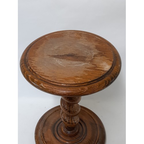 219 - Smokers side table with barley twist support, 25cm diameter x 39cm high