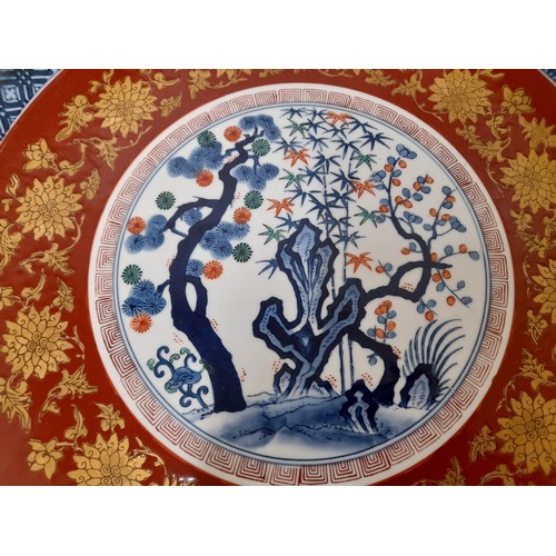 221 - Vintage Hand Painted Imari Plate 40cm diameter