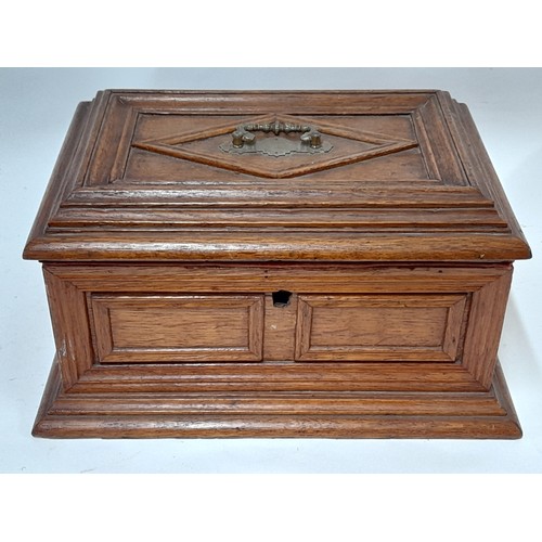 301 - Antique Oak Box. 39cm x 27cm x 21cm