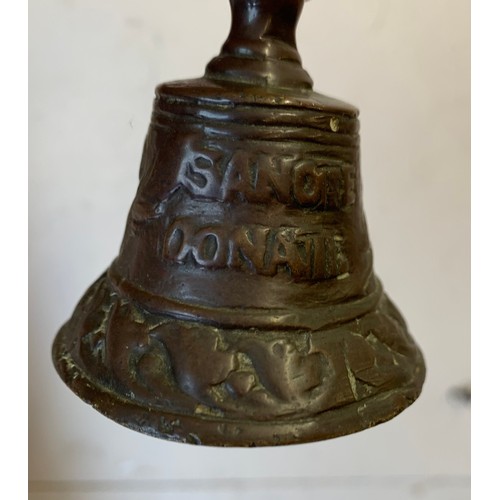 209 - Vintage Bronze Bell Having A Latin Inscription ‘SANCTE DONATE ORA PRO NOBIS’
5.5 cms diameter x 9 cm... 