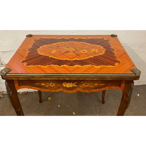 5 - Louis XV Style Marquetry Games Table. 75 x 55 x 77 cms  Opened 108cms