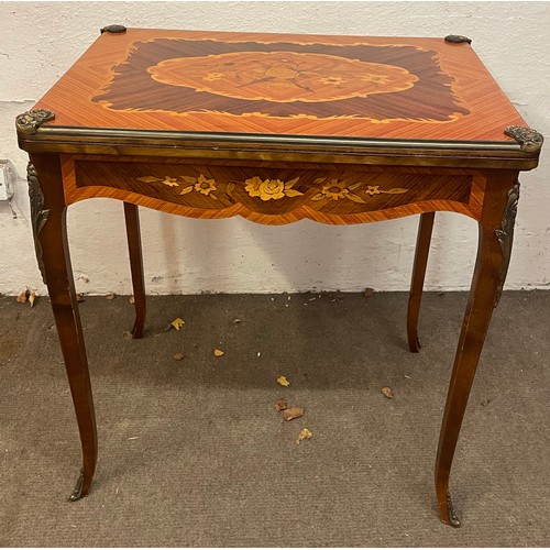 5 - Louis XV Style Marquetry Games Table. 75 x 55 x 77 cms  Opened 108cms