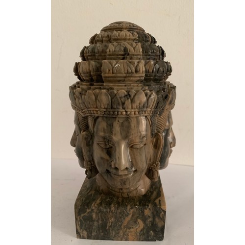 268 - Large Vintage Statue Of Thé Hindu God Of Creation Lord Brahma. The 4 Faces Representing The Holy Kno... 