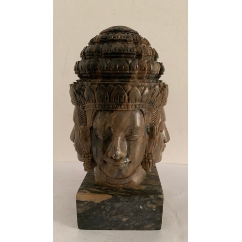 268 - Large Vintage Statue Of Thé Hindu God Of Creation Lord Brahma. The 4 Faces Representing The Holy Kno... 