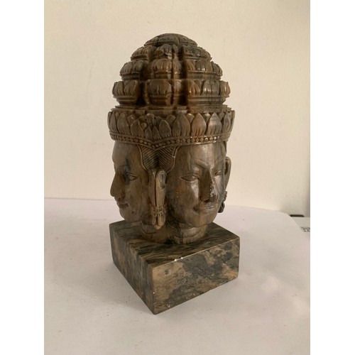 268 - Large Vintage Statue Of Thé Hindu God Of Creation Lord Brahma. The 4 Faces Representing The Holy Kno... 