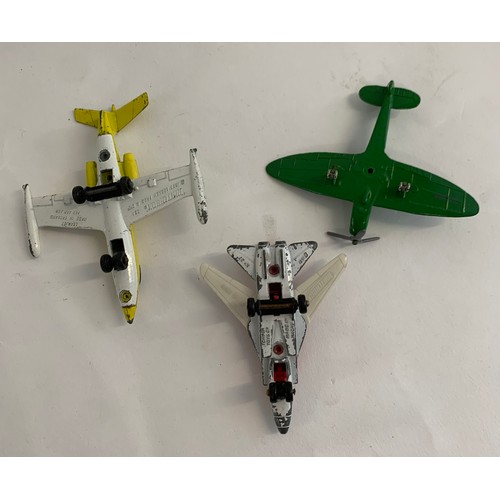 175 - Collection Of 3 Métal Model Planes To Include A Learjet , Spitfire And Matchbox Jet