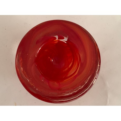 270 - Classic Bright Red Glass Bowl By Anna Erhner For Kosta Boda