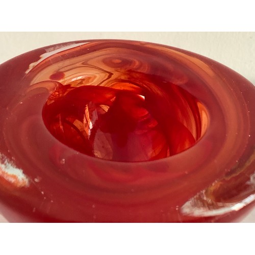 270 - Classic Bright Red Glass Bowl By Anna Erhner For Kosta Boda