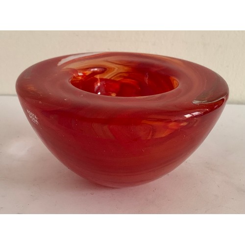 270 - Classic Bright Red Glass Bowl By Anna Erhner For Kosta Boda