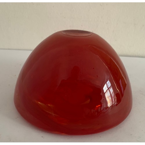 270 - Classic Bright Red Glass Bowl By Anna Erhner For Kosta Boda