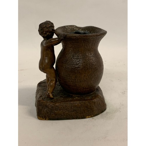 155 - Vintage Bronzed Pot Having Cherub Decoration
7 x 7.5 x 9 cms h