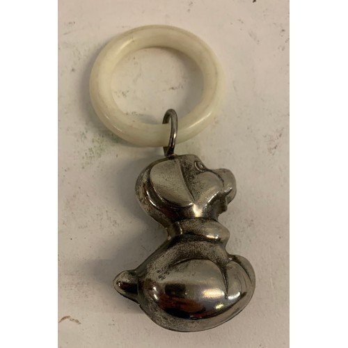 274 - Vintage Baby Rattle Together With A Heart With Integral Secret Lighter