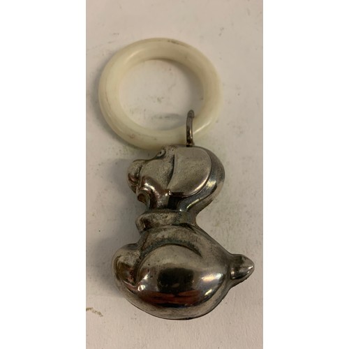 274 - Vintage Baby Rattle Together With A Heart With Integral Secret Lighter