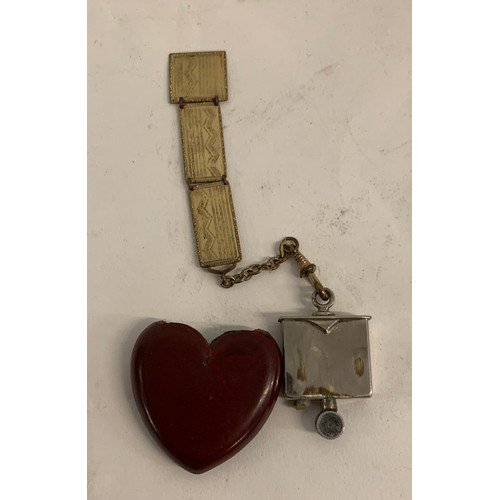 274 - Vintage Baby Rattle Together With A Heart With Integral Secret Lighter