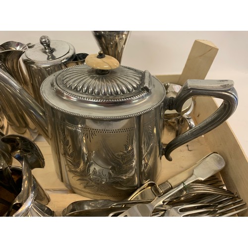 281 - Collection Of Antique Silver Plate Cutlery Together With A Victorian Tea Pot And Other Similar Etc