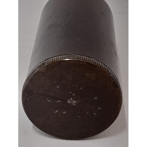 256 - Heavy Bronze Money Box in the form of a Military Shell, 11cm high x 4.5cm diameter