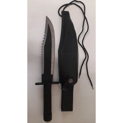 328 - Bowie Knife 38cm long with leather Sheath