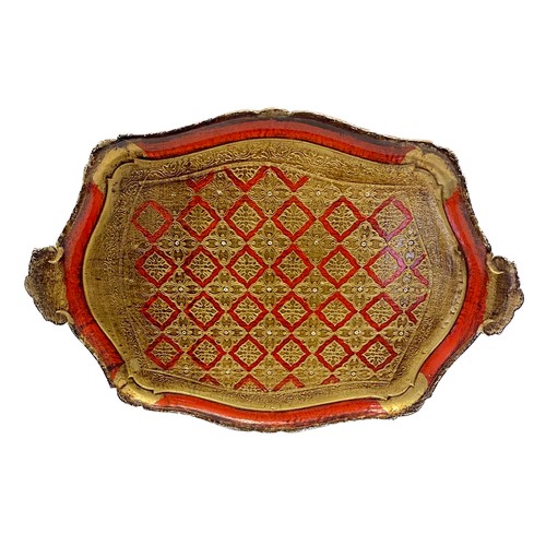 362 - Three Italian Florentine Trays. Largest 58cm x 38cm