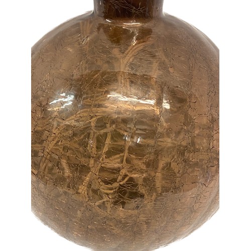 363 - Vintage Crackled Glaze Light Globe / Shade with LED Light Branch Inside 23cm Height. 18cm Diameter