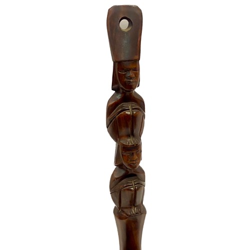 371 - Vintage Carved Wooden Polynesian Style Wall Hanging Water Dipper / Planter 64cm Height