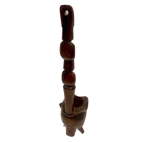 371 - Vintage Carved Wooden Polynesian Style Wall Hanging Water Dipper / Planter 64cm Height