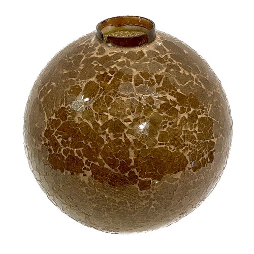 372 - Vintage Crackled Glaze Glass Globe / Shade  23.5cm Height. 23cm Diameter