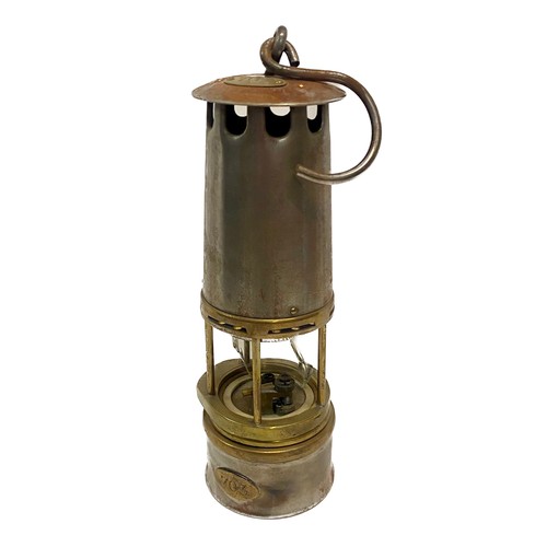 374 - Vintage Miners Lamp with Plaques Engraved 703 30cm Height