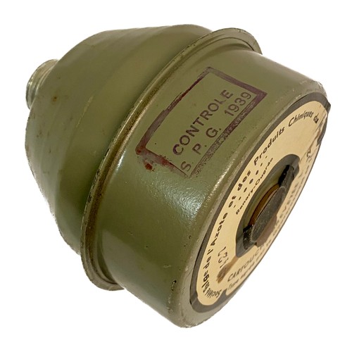 375 - Belgian Military Issue WW2 Type L.702 Gas Mask Respirator in Cylinder Tin Cannister 31cm Height