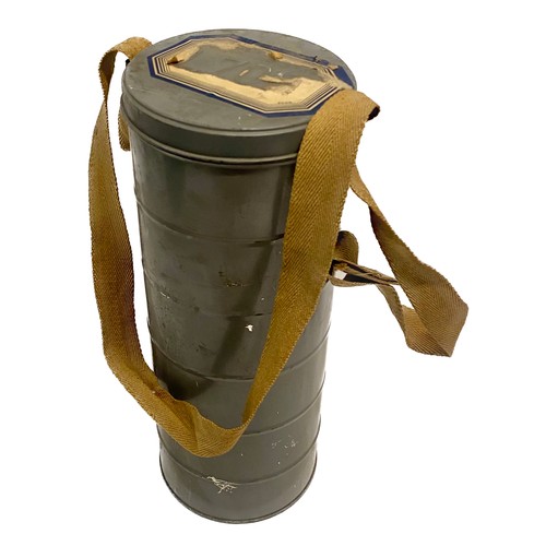 375 - Belgian Military Issue WW2 Type L.702 Gas Mask Respirator in Cylinder Tin Cannister 31cm Height