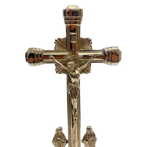 376 - Religious White Metal Altar Cross 40cm Height