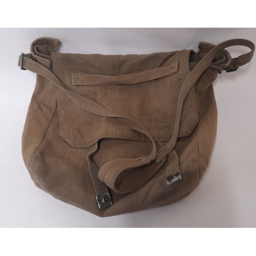 343 - Canvas Military  Shoulder Bag and Sam Brown type leather belt