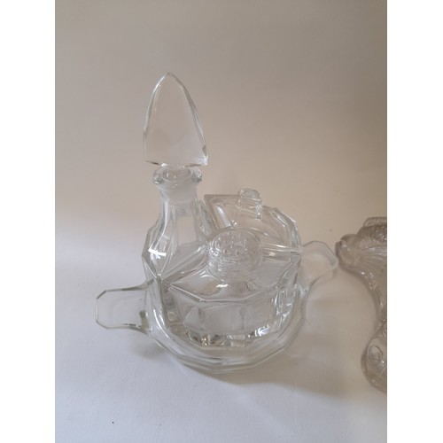 359 - Quantity of Glass items to include Candlesticks, Cruet sets, Decanter, etc