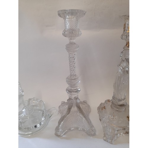 359 - Quantity of Glass items to include Candlesticks, Cruet sets, Decanter, etc