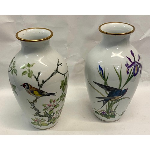 312 - Vintage  Pair of Franklin Porcelain ‘The Woodland Bird’ Vases 30cm Height