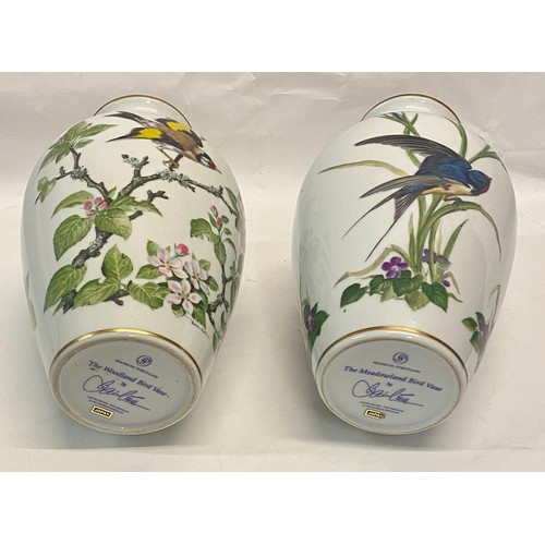 312 - Vintage  Pair of Franklin Porcelain ‘The Woodland Bird’ Vases 30cm Height