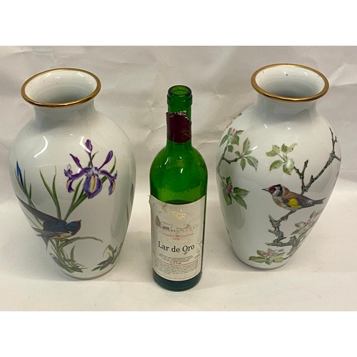 312 - Vintage  Pair of Franklin Porcelain ‘The Woodland Bird’ Vases 30cm Height