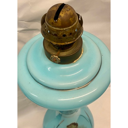 326 - Pair of Blue Glass and Ormolu Napoleon Oil Lamps 57.5cm Height