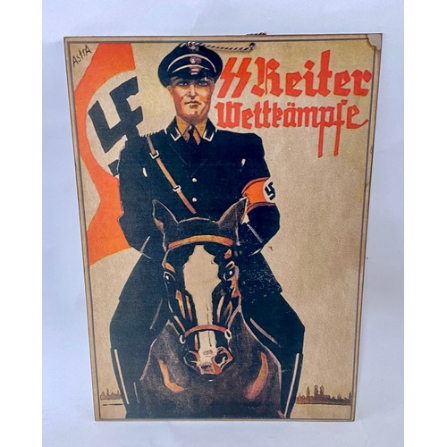 433 - German Military Card Propaganda Poster. Stamped to Back 42cm x 29.5cm