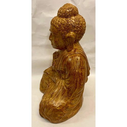 246 - Vintage Terracotta  Seated Praying Buddha Figure 42cm Height